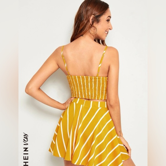 Never worn! Striped Self-Tie Cami Top & Mini Skirt Set - Picture 2 of 4